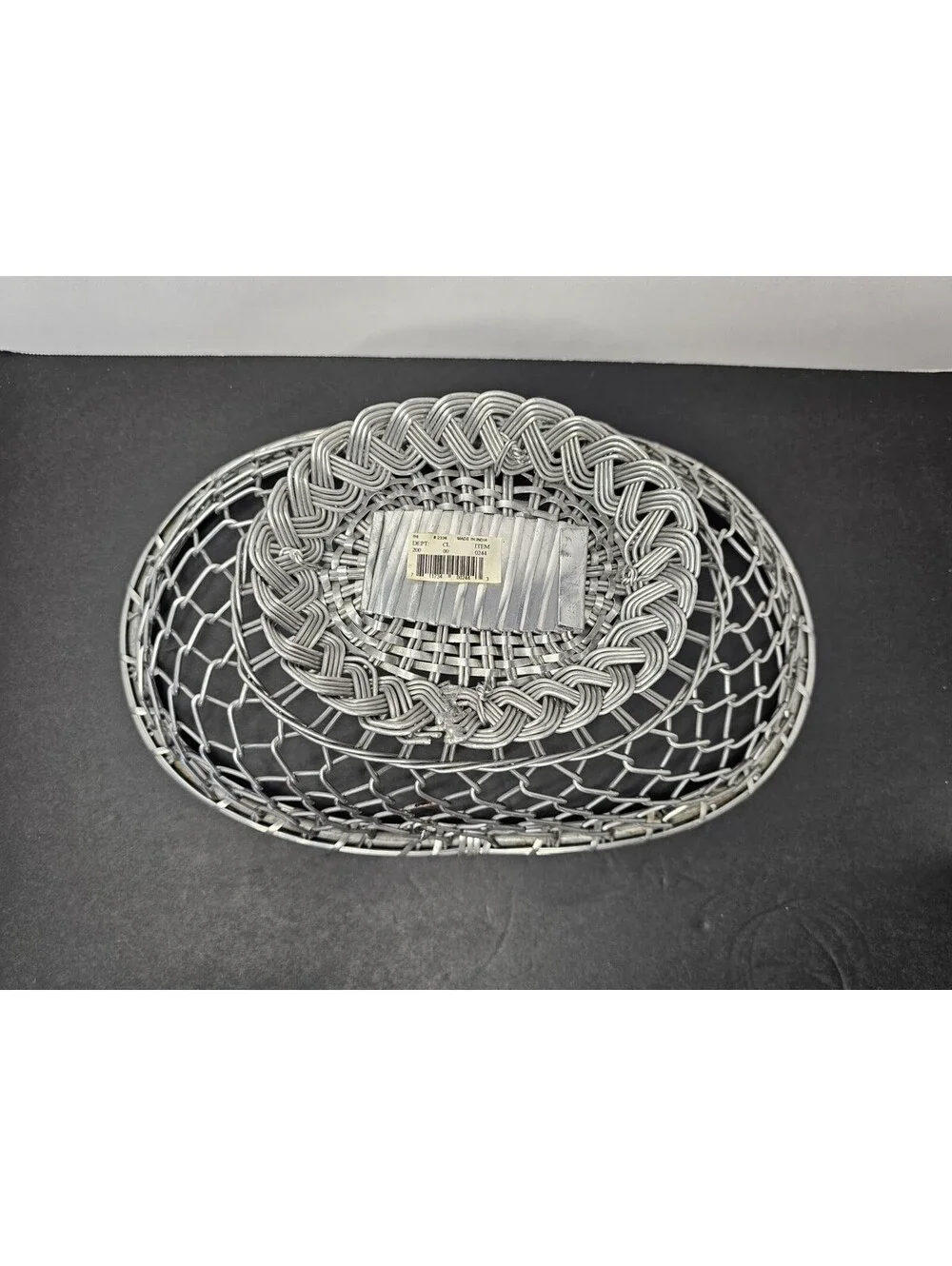 IHI Woven Wire Mesh Decorative Basket Bowl Silver Made in India